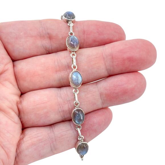 Vintage Sterling Silver 925 Labradorite Tennis Bracelet 7.5", 8", 8.5" - Picture 1 of 6